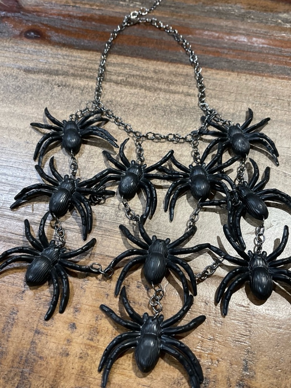 Statement Black Spider Bib Necklace